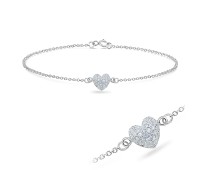 Heart with CZ Stones Silver Bracelet BRS-171